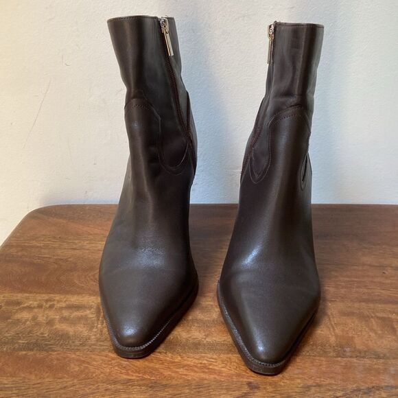 Steve Madden Elene Brown Leather Heeled Boots Classic Design - Picture 3 of 10